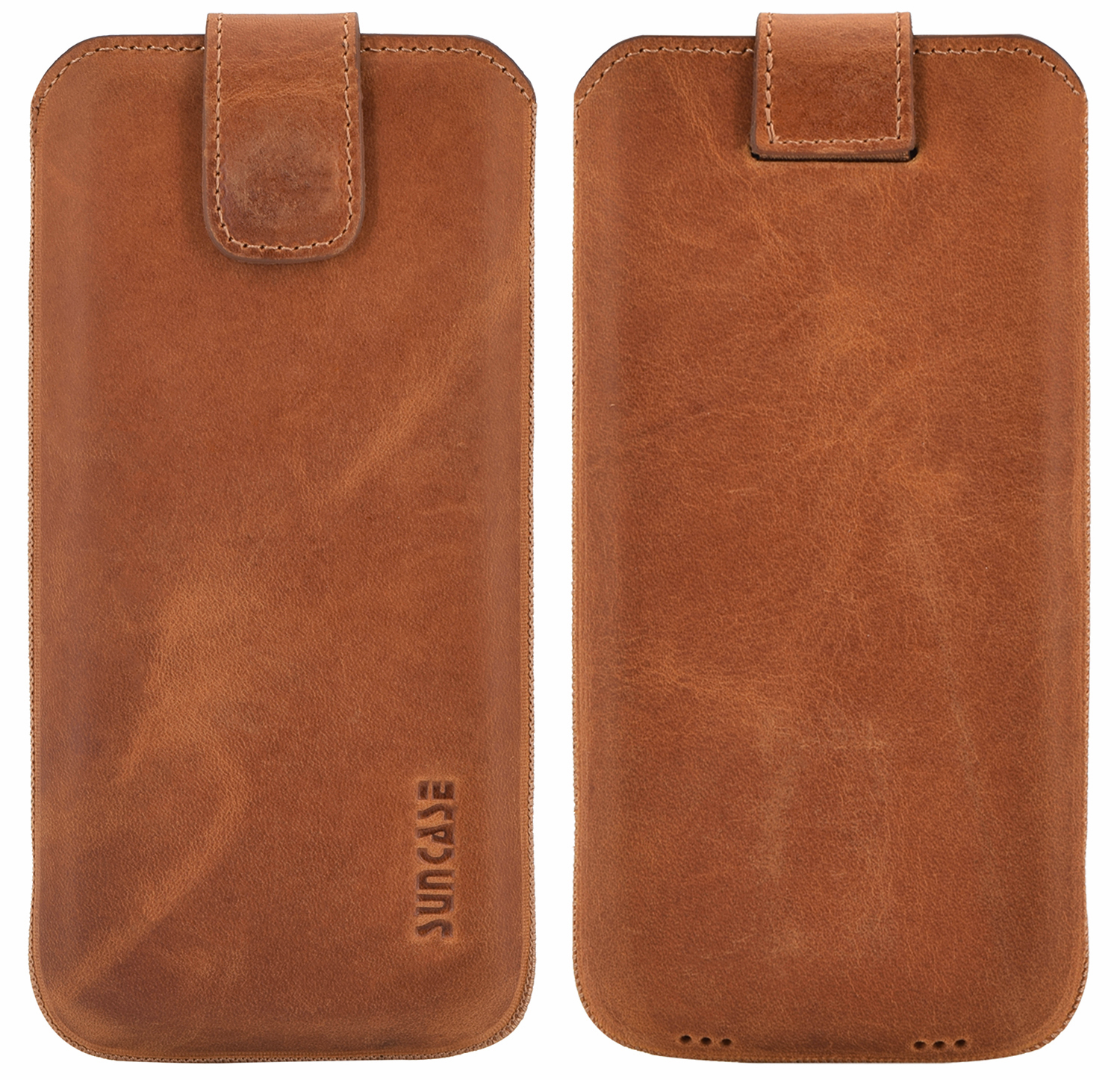Suncase Custodia In Vera Pelle Slim-Edition Per Gigaset GS4 - Marrone Scuro Anticato - Con Chiusura Magnetica