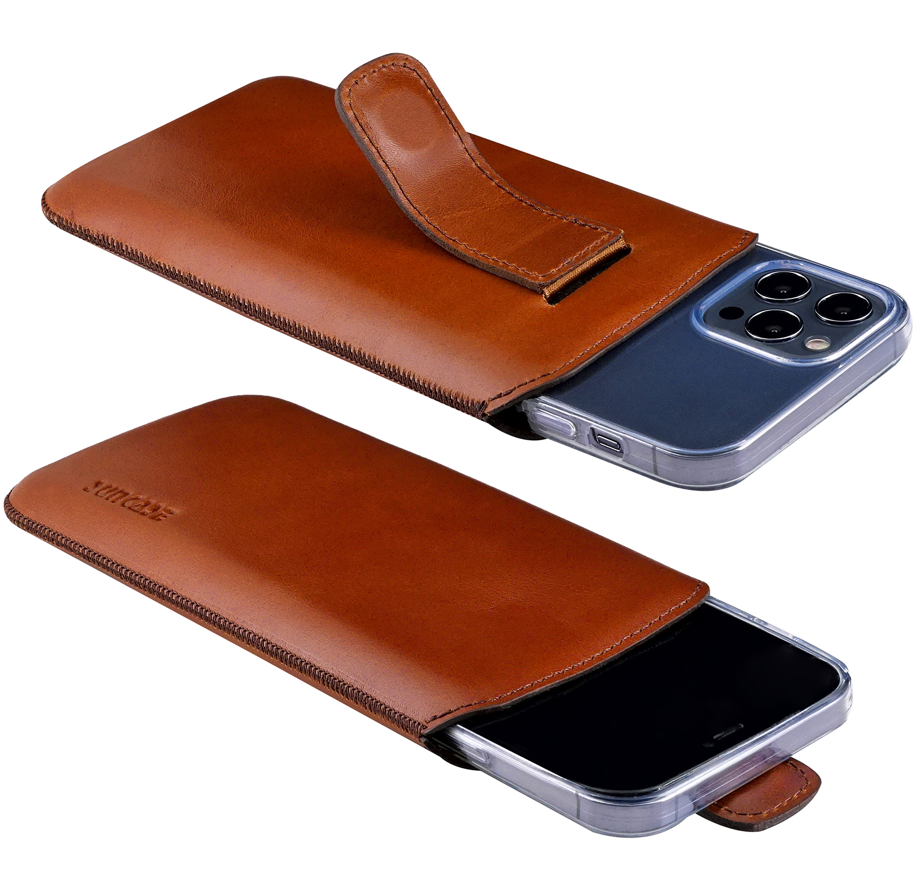 Suncase Custodia In Pelle Per Doro 5030 – Fatta A Mano, Con Linguetta Di Estrazione, Ultra Sottile - 3