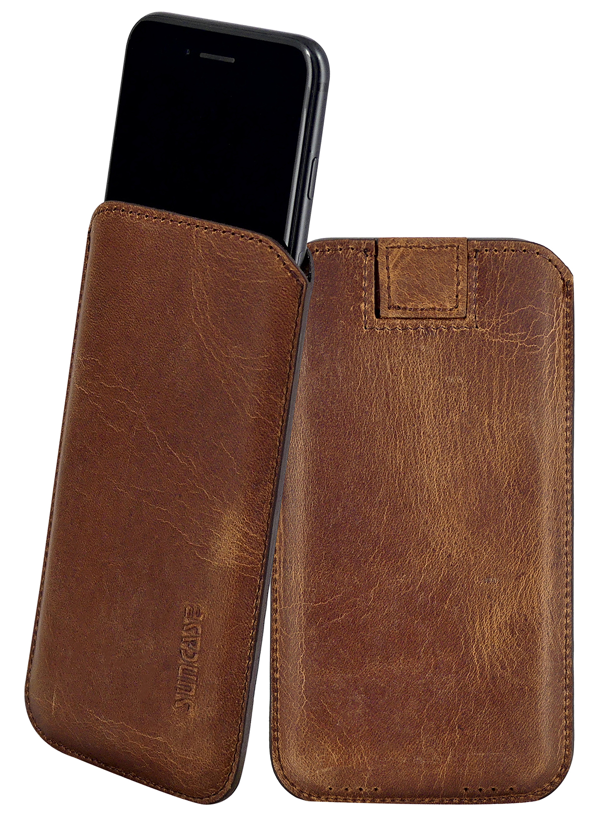 Suncase Custodia In Pelle Originale Per IPhone SE/5s/5 – Porta Cellulare Realizzato A Mano In Europa, Con Fodera In Velluto E Linguetta