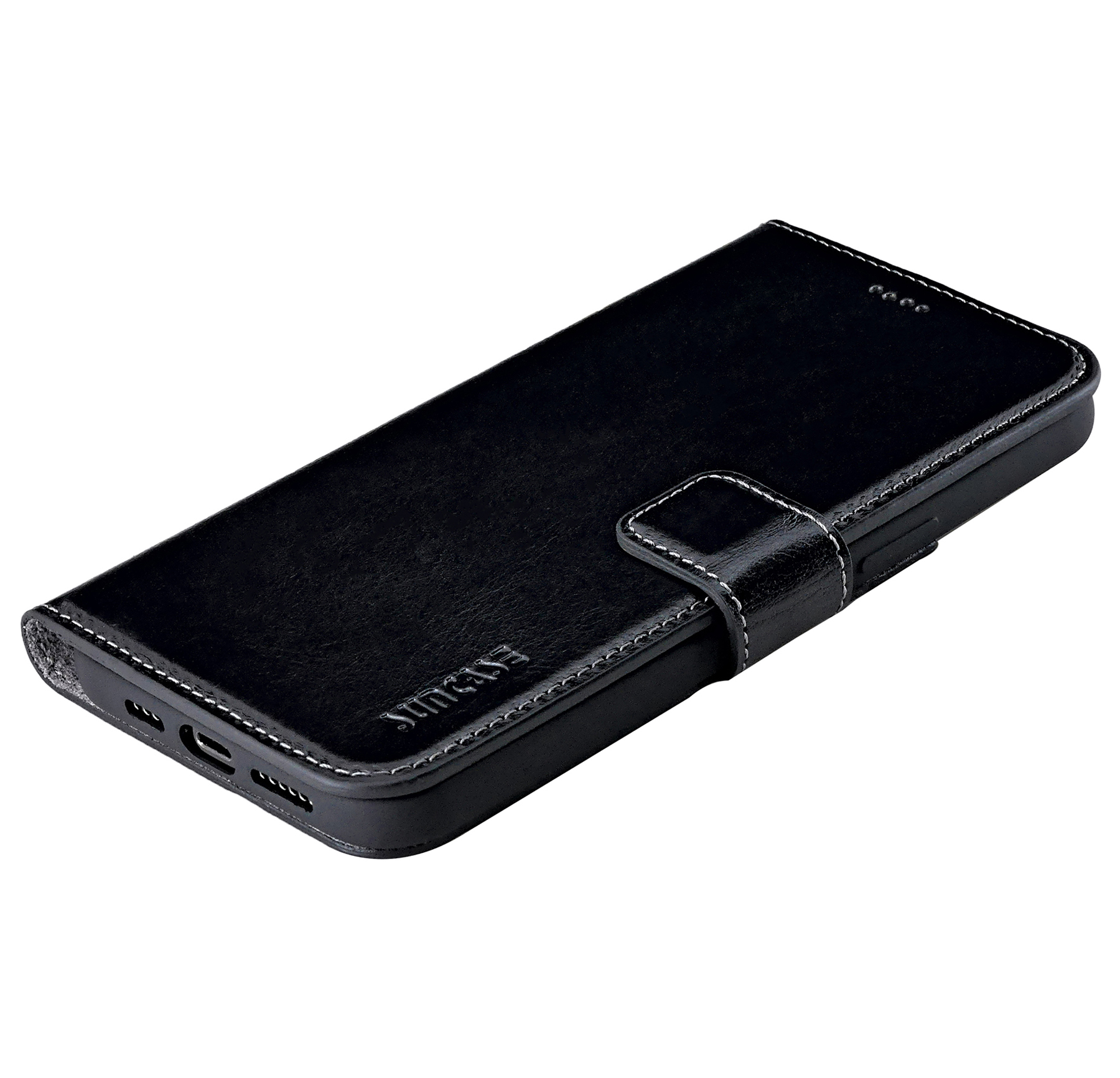 Suncase Custodia In Vera Pelle Per IPhone 12 Mini (5,4'') - Marrone Anticato Con Porta Carte