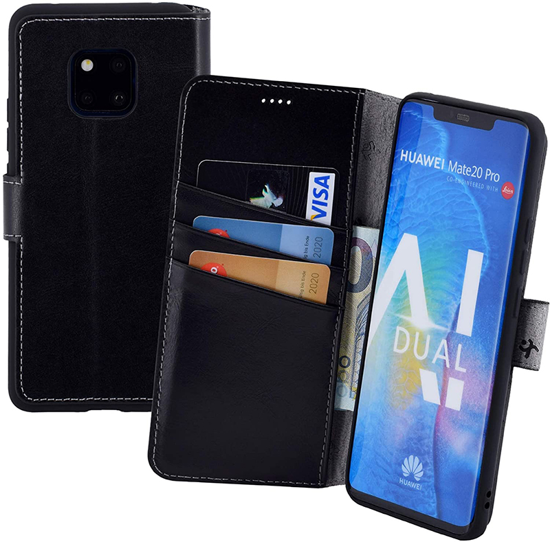 Custodia A Portafoglio In Pelle PU Per Huawei Mate 20 Lite | Con Supporto Magnetico E Cinturino | 3 Slot Per Carte | Colore Artico