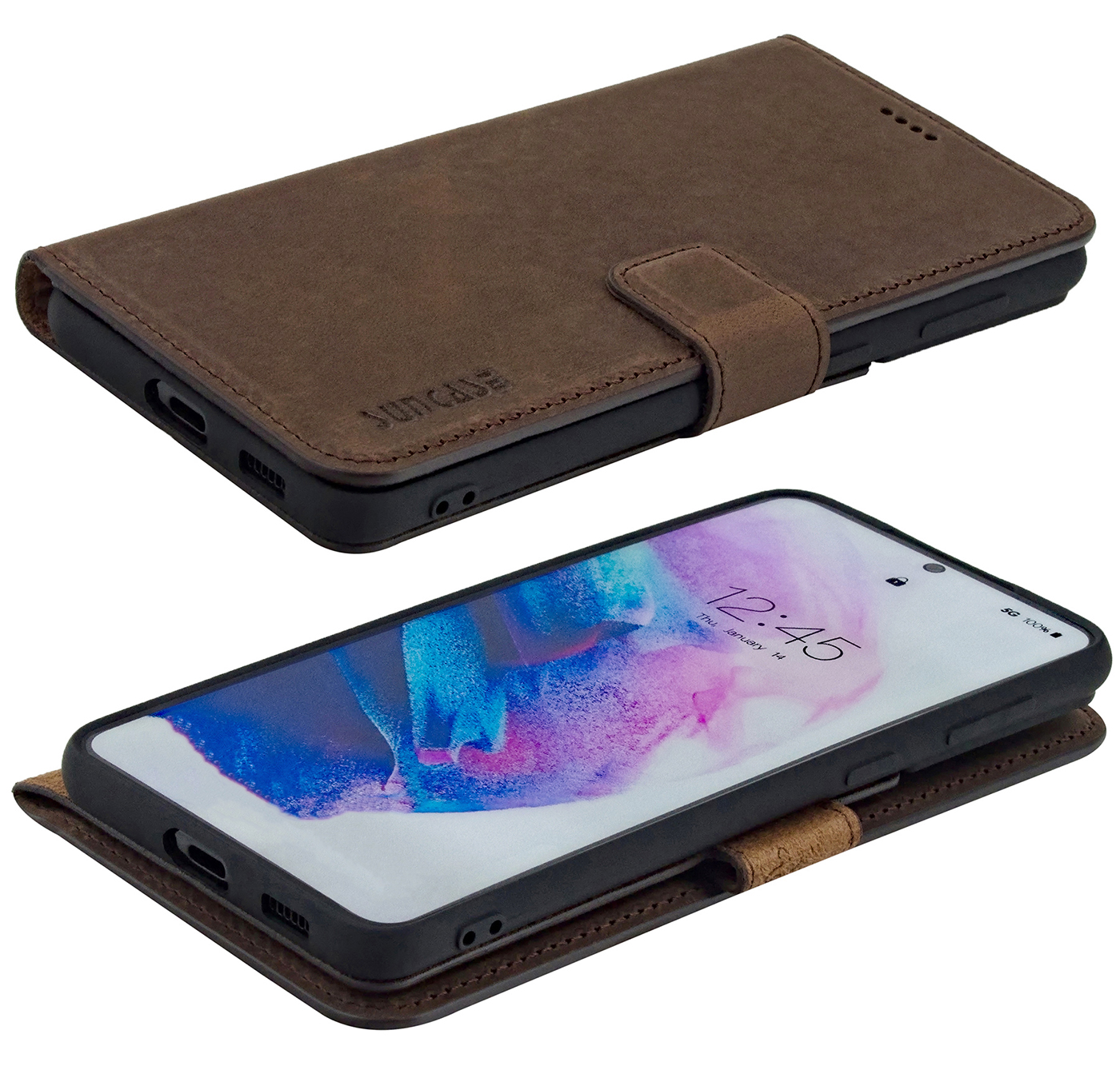 Suncase Custodia Borsa IN Cuoio Piegatura Case Copertura IN Anticato Braun per