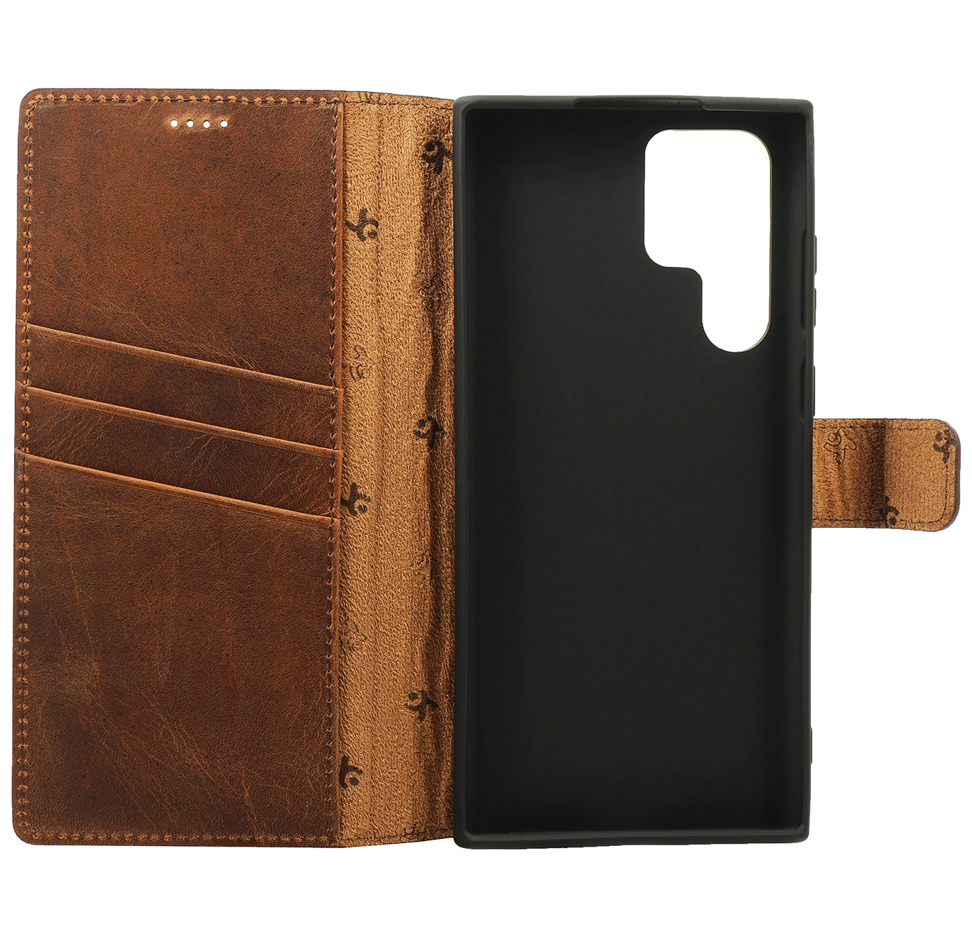 Suncase Book-Style Lederhülle Für Fairphone 5 – Mit 3 Kartenfächern, Slim-Fit, In Burned-Cognac