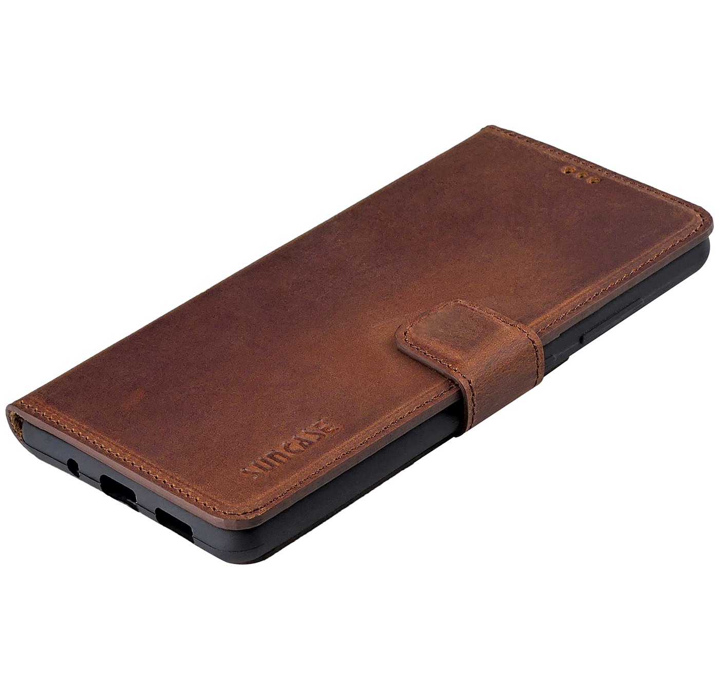 Suncase Custodia In Pelle Per IPhone 12 Pro (6,1'') | Libro Con 3 Slot Carte | Fatta A Mano | Marrone Antico - 3