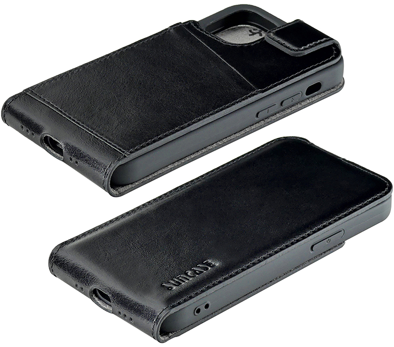 Suncase Ledertasche Für IPhone 12 Mini – Flip-Style, Ultra-slim, Mit Magnetverschluss & Kartenfach – In Antik Coffee